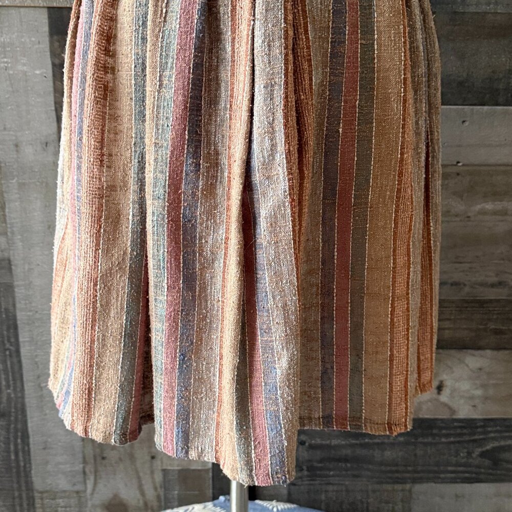 Vintage 70s chunky knit skirt small neutral earth tones stripes cottagecore - Picture 3 of 12